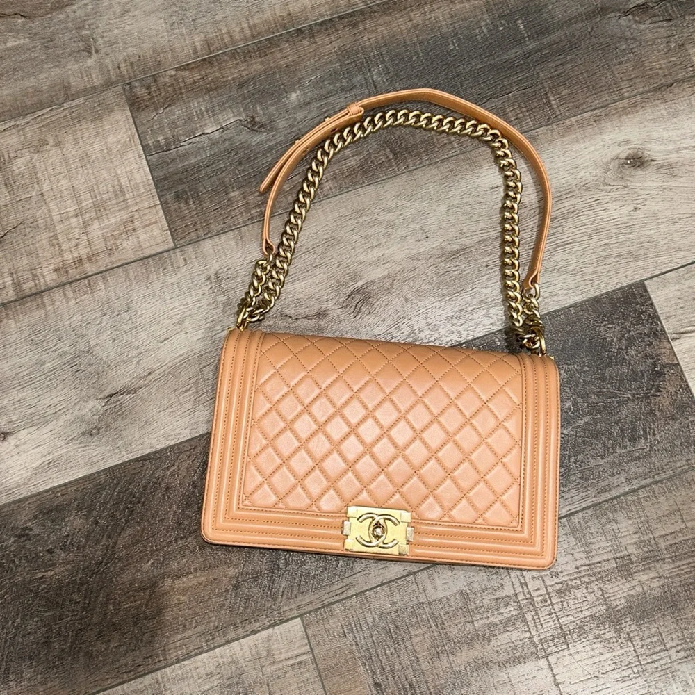 Chanel Camel Quilted Lambskin Boy Bag - Picture 2 of 15